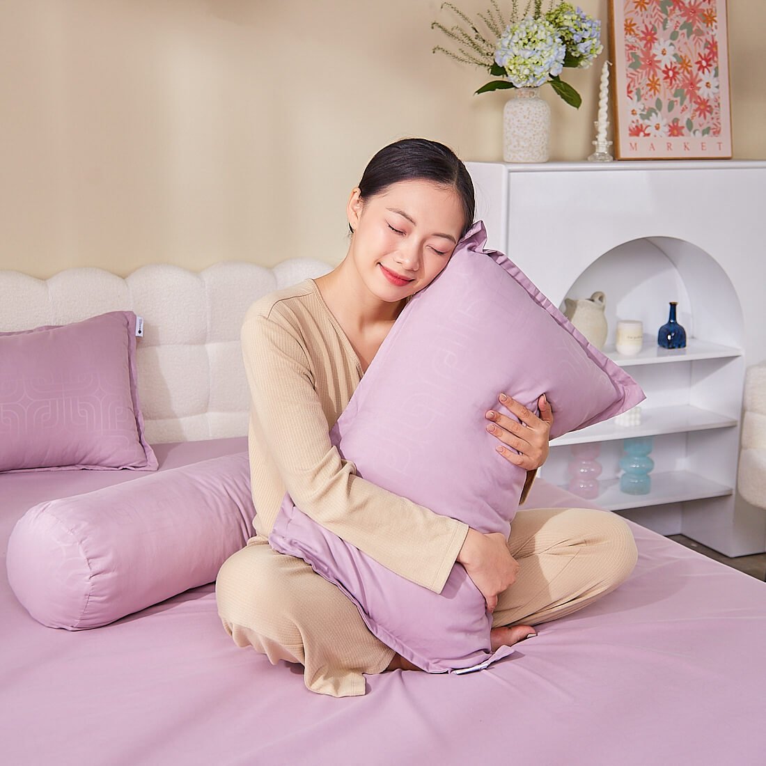 Bộ chăn ga chun Amando Rina 5 chi tiết thông thoáng, mềm mại