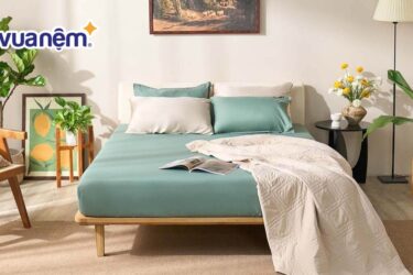 ga giường màu xanh lá cây