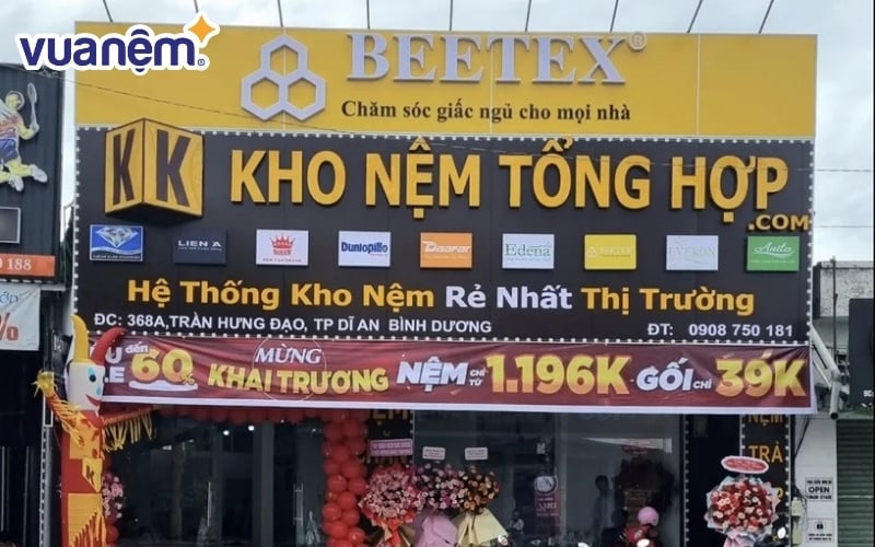 Kho Nệm Tổng Hợp cung cấp nhiều nệm cao su từ các thương hiệu khác nhau