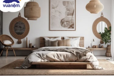 giường gỗ chọn ga màu gì