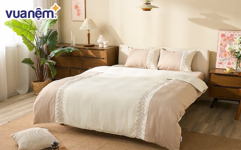 Bộ chăn ga Amando Love với màu pastel nhẹ nhàng phù hợp với mọi không gian trong gia đình