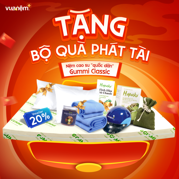 Mua nệm Gummi Classic - tặng Bộ quà phát tài