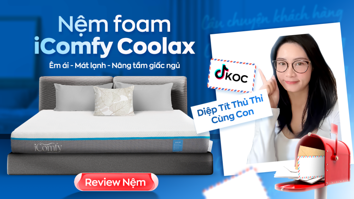 TikToker Diệp Tít Thủ Thỉ Cùng Con review nệm iComfy Coolax