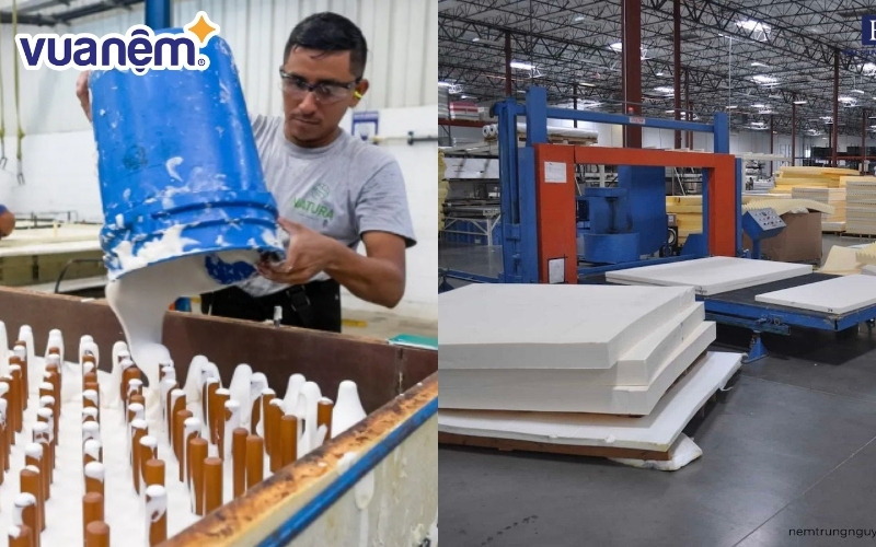 So sánh quy trình sản xuất nệm cao su và nệm foam