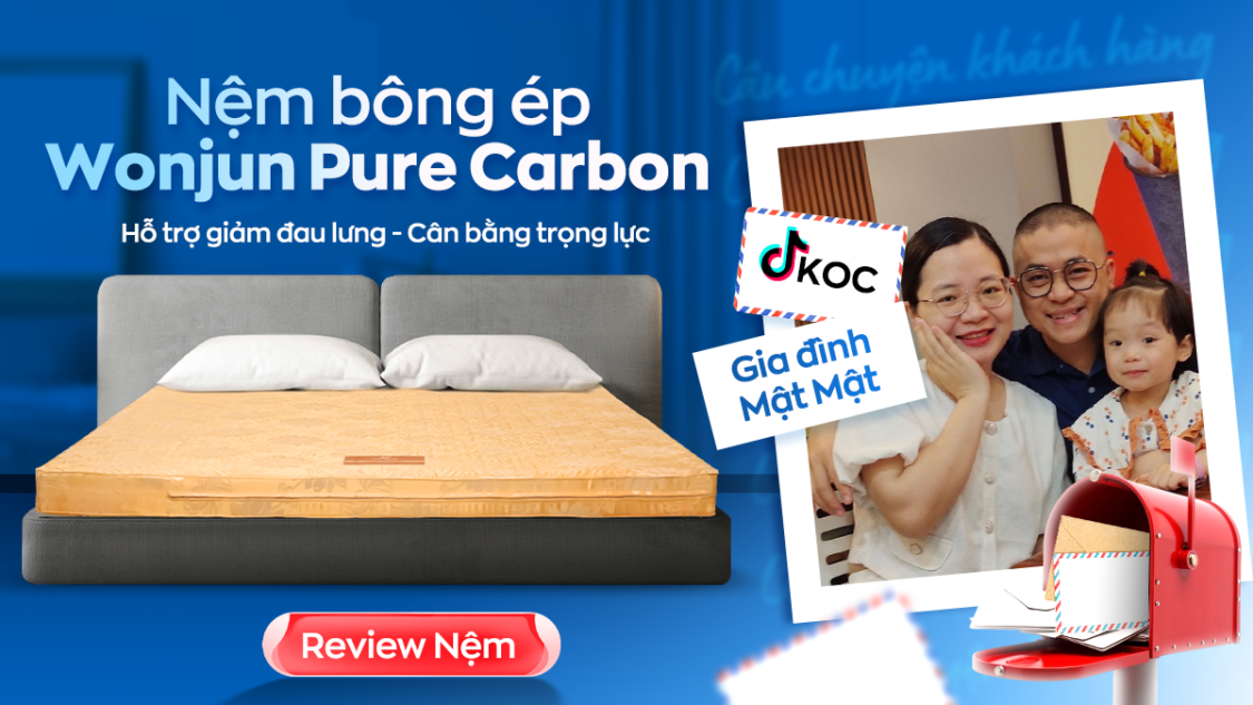 Gia Đình Mật Mật tiết lộ bí quyết giúp ba mẹ ngủ ngon với nệm Wonjun Pure Carbon