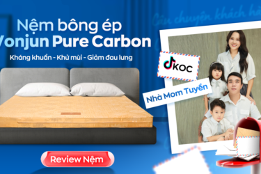 TikToker Nhà Mom Tuyền review mẫu nệm Wonjun Pure Carbon