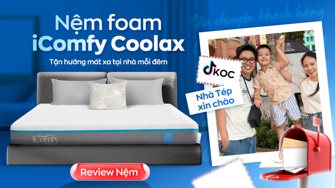 TikToker Nhà Tép Xin Chào chia sẻ cách biến chiếc giường thành spa với nệm iComfy Coolax 