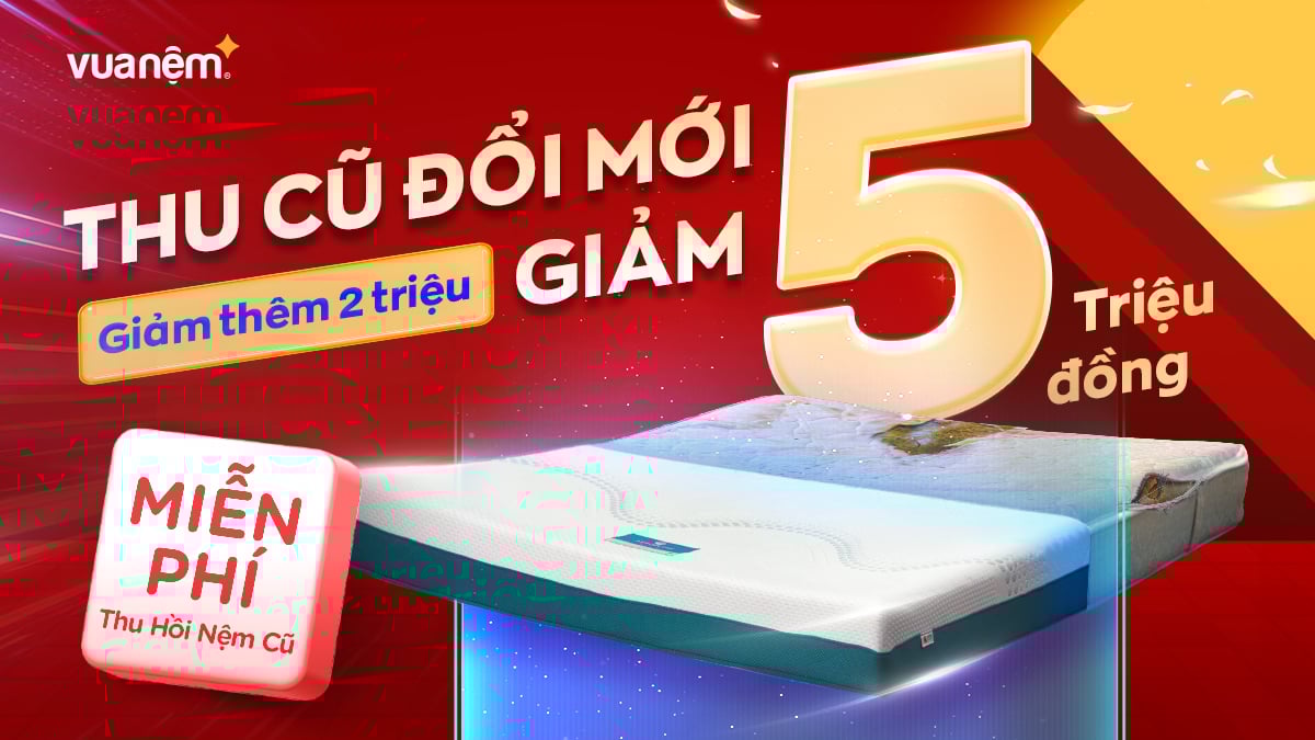 Vua Nệm hỗ trợ đổi nệm cũ lên tới 7 triệu đồng – Miễn phí thu hồi tại nhà
