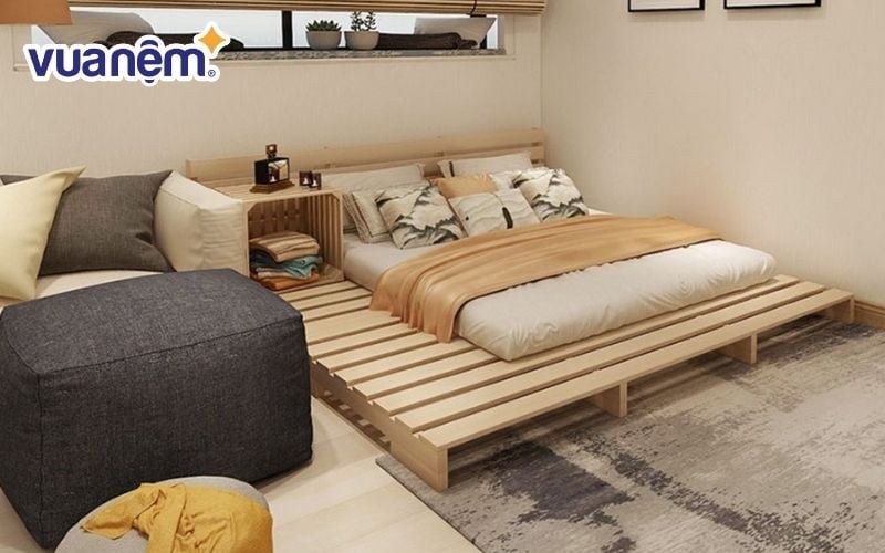 Giường gỗ pallet tiết kiệm diện tích và chi phí