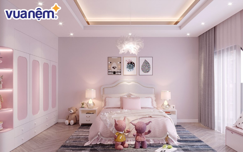 Mẫu giường ngủ công chúa màu hồng số 1