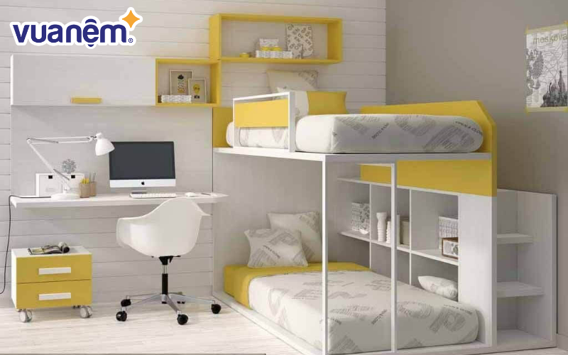 Mẫu giường tầng kết hợp bàn học số 1