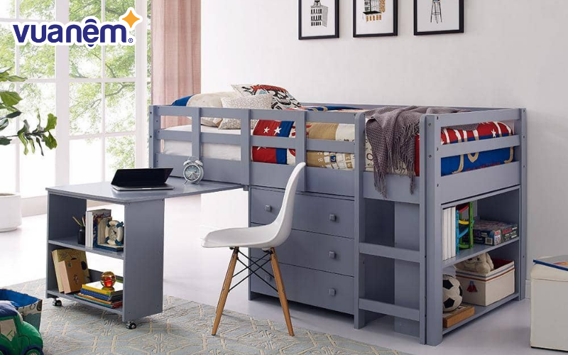 Mẫu giường tầng kết hợp bàn học số 3