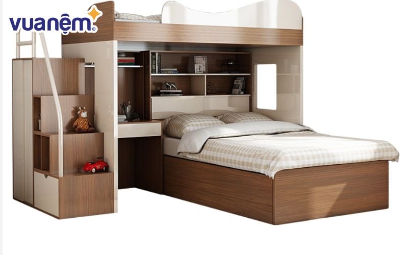 Giường tầng đa năng kết hợp tủ sách, tủ quần áo là sự lựa chọn tối ưu cho những gia đình sống trong không gian giới hạn