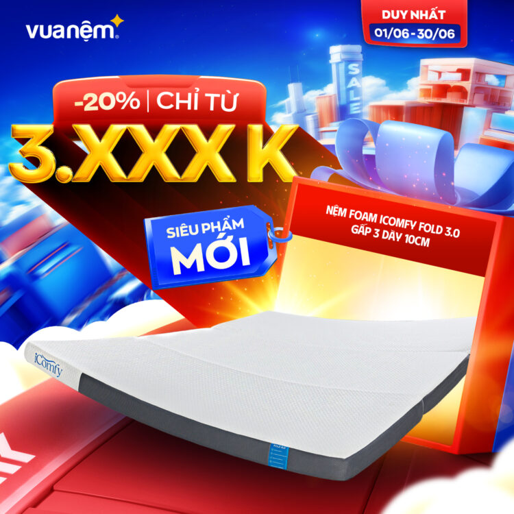 Nệm foam iComfy Fold 3.0 gấp 3