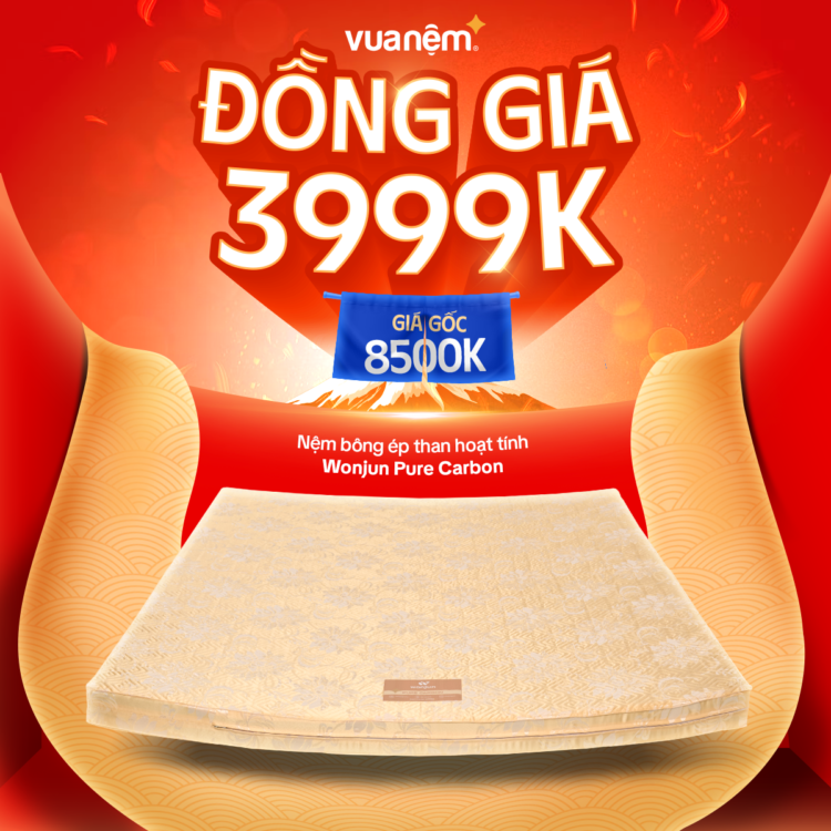 Nệm Wonjun Pure Carbon đồng giá 3.999K