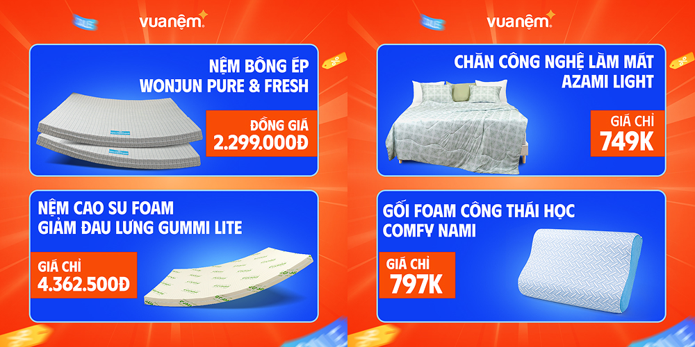 Ưu đãi mua chăn ga gối nệm, săn deal cực hời