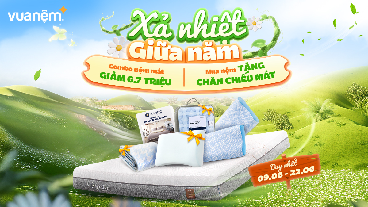 Xả nhiệt giữa năm – Mua nệm tặng chăn chiếu mát