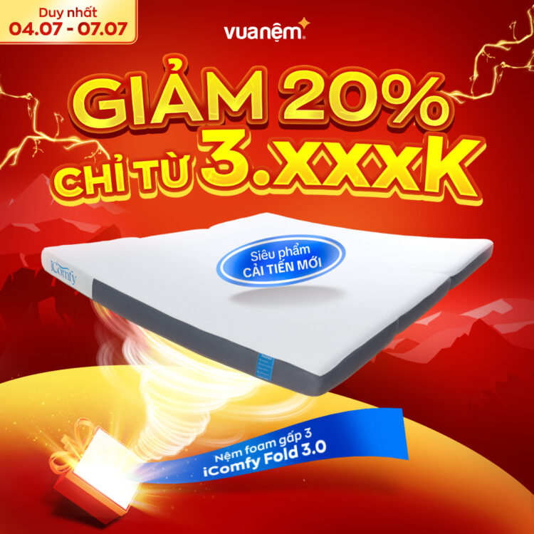 Nệm iComfy Fold 3.0 sale 20% - chỉ từ 3.xxxk