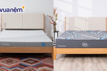 So sánh nệm Serta và nệm iComfy: Nệm nào đáng tiền hơn? Serta và iComfy đều là những thương hiệu có tiếng trong ngành nệm hiện nay. Mỗi hãng đều có thế mạnh đặc biệt riêng của mình. Việc so sánh nệm Serta và nệm iComfy sẽ giúp bạn có cái nhìn rõ ràng hơn, từ đó chốt được mẫu nệm ưng ý nhất. 1. Đôi nét về thương hiệu Serta và iComfy Nếu Serta gắn liền với bề dày lịch sử và công nghệ hiện đại. Thì iComfy ghi điểm với khách hàng nhờ sự thiết kế trẻ trung, cùng giá thành rẻ. Hãy cùng Vua Nệm khám phá đôi nét về hai hãng nệm này nhé! 1.1. Serta Serta, ra đời năm 1931, là một trong những nhà sản xuất nệm lớn nhất thế giới và hiện thuộc Serta Simmons Bedding – tập đoàn hàng đầu tại Bắc Mỹ trong lĩnh vực giấc ngủ. Thương hiệu này nổi bật với tinh thần không ngừng đổi mới, từ việc tiên phong tạo ra nệm “tuftless” đầu tiên cho đến phát triển công nghệ gel memory foam giúp tăng độ êm ái và giảm áp lực. Các dòng sản phẩm tiêu biểu gồm Perfect Sleeper cùng nhiều thương hiệu cao cấp khác như Serta® và Beautyrest®. Serta duy trì tiêu chuẩn chất lượng nghiêm ngặt, có tỷ lệ hoàn trả sản phẩm thấp, đồng thời cam kết phát triển bền vững thông qua quy trình tiết kiệm năng lượng, tái chế vật liệu và sử dụng gỗ từ rừng được chứng nhận. 1.2. iComfy Ra đời với mục tiêu nâng tầm giấc ngủ cho người Việt, iComfy tập trung vào việc phát triển các dòng nệm Foam ứng dụng công nghệ mới và vật liệu cải tiến. Thương hiệu này định vị mình ở phân khúc hiện đại, chú trọng đến sự thoải mái và lợi ích sức khỏe lâu dài. Điểm khác biệt của iComfy nằm ở quá trình nghiên cứu và thiết kế được dẫn dắt bởi những chuyên gia giàu kinh nghiệm. Sản phẩm của iComfy còn ghi điểm với người tiêu dùng nhờ chất liệu phù hợp với khí hậu nóng ẩm, thói quen sinh hoạt và nhu cầu chăm sóc sức khỏe đặc thù của người Việt. Hiện iComfy có hai dòng nệm best-seller đó là Cloud và Lux. Mỗi dòng đều tích hợp khả năng kháng khuẩn, điều hòa nhiệt độ và hỗ trợ nâng đỡ cơ thể, mang lại trải nghiệm giấc ngủ cân bằng giữa sự thoải mái và tính an toàn cho sức khỏe. 2. So sánh từ A-Z nệm Serta và nệm iComfy Chọn nệm để nâng niu giấc ngủ đôi khi cũng giống như chọn một “người bạn đồng hành” vậy. Nệm Serta và nệm iComfort đều có những ưu điểm riêng, từ thiết kế đến công nghệ, khiến nhiều người băn khoăn không biết nên chọn bên nào. Cùng so sánh một chút để xem “ứng cử viên” nào sẽ phù hợp nhất. Tiêu chí Nệm Serta Nệm iComfy Dòng sản phẩm chính Các dòng foam cao cấp như iComfort và iComfortPro, hướng đến trải nghiệm giấc ngủ hiện đại với tiêu chuẩn quốc tế. Đa dạng hơn với nhiều dòng như Cloud, Coolax và Lux, mỗi dòng nhấn mạnh một tính năng như thoáng mát, kháng khuẩn hoặc nâng đỡ cơ thể. Trải nghiệm nổi bật Mang lại sự êm ái, nâng đỡ chắc chắn và cảm giác ổn định trong suốt giấc ngủ; phù hợp cho người thích sự sang trọng và thoải mái lâu dài. Cân bằng giữa độ êm và độ cứng, ôm sát cơ thể, hỗ trợ tốt cho cột sống; ngoài ra còn chú trọng đến sự vệ sinh và thoáng khí, phù hợp với khí hậu nhiệt đới. Khả năng làm mát Giúp duy trì nhiệt độ giấc ngủ ở mức dễ chịu, hạn chế tình trạng nóng bí, đặc biệt phù hợp với môi trường sử dụng điều hòa. Thiết kế thoáng khí và điều hòa nhiệt tốt, giúp giảm cảm giác hầm nóng, phù hợp hơn với thời tiết nóng ẩm tại Việt Nam. Khả năng kháng khuẩn Không phải là điểm mạnh nổi bật, thương hiệu chủ yếu tập trung vào độ thoải mái và công nghệ hỗ trợ giấc ngủ. Được tích hợp khả năng kháng khuẩn và chống nấm mốc, tạo môi trường ngủ sạch sẽ và an toàn hơn cho sức khỏe. Độ bền Tuổi thọ trung bình từ 8–10 năm, ít bị xẹp lún nhờ quy trình sản xuất và chất liệu cao cấp. Độ bền khá tốt, trung bình từ 6–8 năm; tuy nhiên cần bảo quản đúng cách để tránh ảnh hưởng từ độ ẩm. Nhược điểm Giá thành cao, một số mẫu có độ êm sâu có thể không phù hợp với người thích nệm cứng; hướng đến phân khúc cao cấp. Thương hiệu mới, độ nhận diện chưa rộng; ít lựa chọn về độ cứng ở một số dòng, có thể chưa đáp ứng hết nhu cầu đa dạng. 3. Ai nên nằm nệm Serta, iComfy? Nệm Serta phù hợp với những ai tìm kiếm sự cao cấp, bền bỉ và hỗ trợ cơ thể tối ưu. Với lịch sử lâu đời, sản phẩm của Serta mang lại cảm giác êm ái, giảm áp lực và giữ giấc ngủ ổn định. Đây là lựa chọn lý tưởng cho người thường bị đau lưng, vai hoặc muốn một chiếc nệm gắn bó lâu dài. Tuy nhiên, giá thành cao khiến Serta chủ yếu hợp với khách hàng ưu tiên thương hiệu và chất lượng quốc tế. Trong khi đó, nệm iComfy được thiết kế phù hợp với khí hậu nhiệt đới và nhu cầu thực tế của người Việt. Ưu điểm của iComfy nằm ở khả năng thoáng mát, kháng khuẩn và chống nấm mốc, rất thích hợp cho gia đình có trẻ nhỏ hoặc người có làn da nhạy cảm. Với mức giá dễ tiếp cận và nhiều dòng sản phẩm đa dạng, iComfy là lựa chọn cân bằng giữa chi phí hợp lý và trải nghiệm giấc ngủ thoải mái. 4. Mua nệm Serta, iComfy ở đâu chất lượng tốt, bảo hành đầy đủ? Vua Nệm là hệ thống cửa hàng bán nệm uy tín hàng đầu tại Việt Nam, nơi bạn có thể dễ dàng tìm thấy các thương hiệu nổi tiếng như Serta và iComfy cùng hàng loạt sản phẩm chăm sóc giấc ngủ chất lượng khác. Với mạng lưới phủ rộng toàn quốc, không khó để bạn ghé thăm một cửa hàng gần nhất, trải nghiệm trực tiếp và lựa chọn chiếc nệm phù hợp nhất cho mình. Đây không chỉ là nơi bán nệm, mà còn là điểm đến mang đến cho khách hàng sự an tâm, tiện lợi và nhiều giá trị cộng thêm trong hành trình tìm kiếm giấc ngủ trọn vẹn. Lý do nên ghé qua Vua Nệm mua sắm: Dịch vụ chăm sóc khách hàng được chú trọng từ A đến Z, từ tư vấn tận tình, giao hàng nhanh chóng cho đến hỗ trợ đổi trả, mang lại cảm giác yên tâm và thoải mái khi mua sắm. Cam kết sản phẩm chính hãng với đầy đủ giấy tờ về nguồn gốc, chất lượng rõ ràng, giúp khách hàng hoàn toàn tin tưởng khi lựa chọn. Chương trình sale diễn ra thường xuyên với nhiều mức giảm giá hấp dẫn, kèm quà tặng và chính sách riêng cho hội viên ÊM Club, giúp trải nghiệm mua sắm thêm phần thú vị và tiết kiệm. Hệ thống cửa hàng phủ sóng rộng khắp cả nước với hơn 160 điểm bán, từ thành phố đến nông thôn, tạo điều kiện thuận lợi để khách hàng dễ dàng tiếp cận sản phẩm. Chính sách dùng thử lên đến 120 ngày, cho phép khách hàng trải nghiệm ngay tại nhà và thoải mái đổi nếu chưa hài lòng, một điểm khác biệt giúp Vua Nệm tạo dựng niềm tin bền vững. Kho sản phẩm đa dạng từ nhiều thương hiệu trong và ngoài nước, không chỉ có Serta, iComfy mà còn nhiều lựa chọn khác như Spring Air, Tempur, Liên Á, Amando…, đáp ứng mọi phong cách và ngân sách. So sánh nệm Serta và nệm iComfy không chỉ giúp phân biệt hai thương hiệu mà còn làm cho việc lựa chọn nệm phù hợp với nhu cầu của bản thân trở nên dễ dàng hơn. Hy vọng qua những thông tin tổng hợp này, các bạn sẽ chốt được cho mình sản phẩm ưng ý nhất.