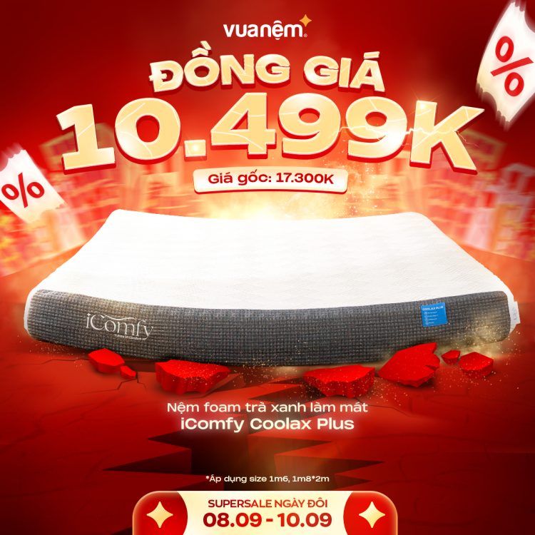Nệm foam trà xanh làm mát Coolax Plus giảm sâu