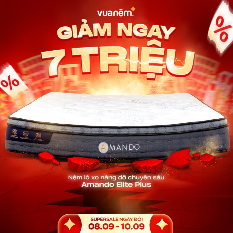 Nệm lò xo nâng đỡ chuyên sâu Amando Elite Plus sale 7 triệu