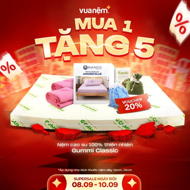 Nệm cao su 100% thiên nhiên Gummi Classic