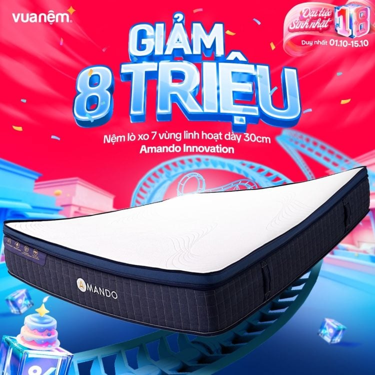 Nệm lò xo Amando Innovation giảm 8 triệu