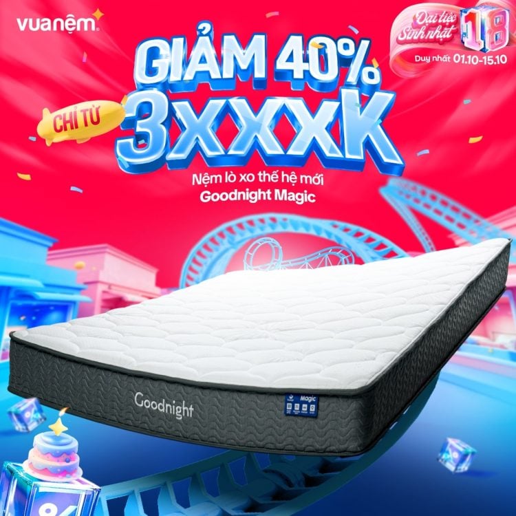 Nệm lò xo thế hệ mới Goodnight Magic sale 40%