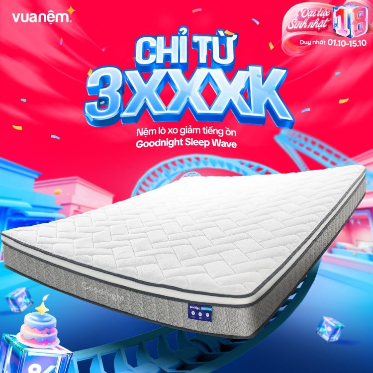Nệm lò xo Goodnight Sleep Wave giảm tiếng ồn