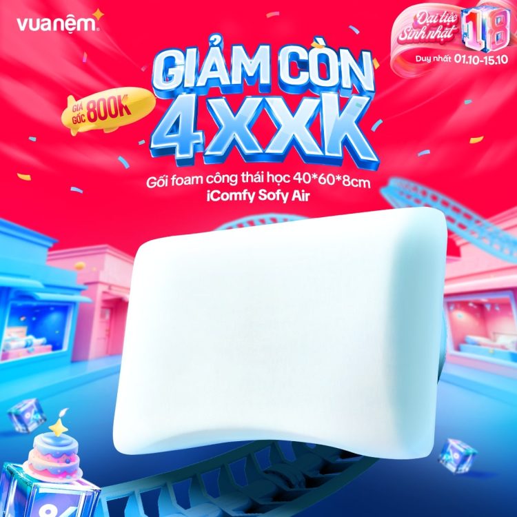 Gối foam công thái học iComfy Sofy Air 