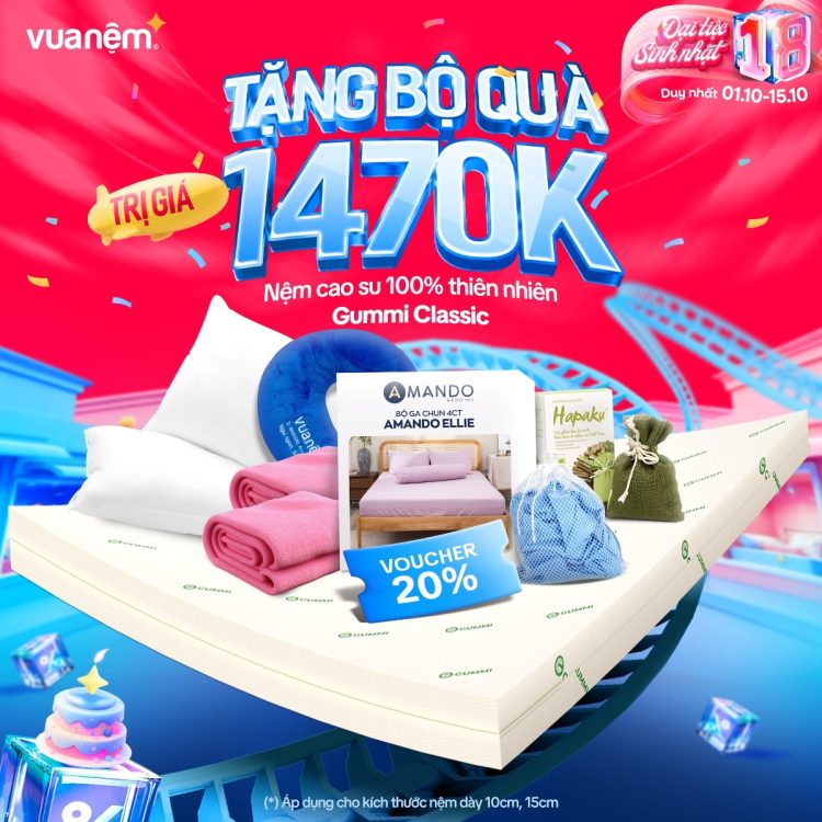Mua nệm cao su thiên nhiên Gummi Classic nhập quà hấp dẫn